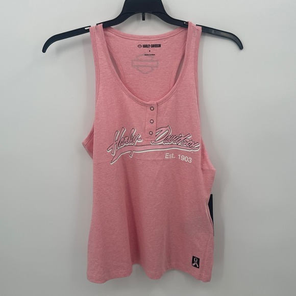 Harley-Davidson Floral Rose Pattern Tank Top Women's Size L unclear white type Vintage Second Hand